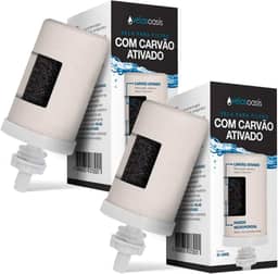 Kit com 2 Velas Oasis com Carvão Ativado | Filtro de Barro e Purificador por Gravidade | Água Alcalina, Pura e Saudável | Filtra Impurezas, Reduz Cloro e Odor | Alta Eficiência e Compatibilidade