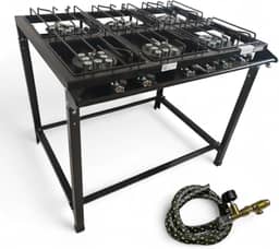 Fogão Industrial Completo 6 Bocas Alta Pressão – Mangueira, Registro e Estrutura Reforçada