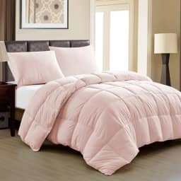 Edredom Toque de Plumas Dupla Face, Microfibra Plumage Liso Quadriculado (Rose, Casal)