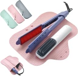 Bolsa de silicone resistente ao calor para alisador de cabelo, chapinha, modelador de cachos, ferramentas de cabelo quente - Bolsa de viagem portátil 2 em 1 - Suporte de alisador de cachos