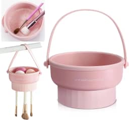 Tapete de limpeza de escova 3 em 1 com suporte de secagem de pincel, tapete de limpeza de pincéis de maquiagem de silicone, tigela de limpeza, ferramenta de lavagem de escova cosmética para