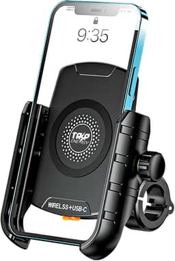 Suporte Moto Celular Carregamento Wireless 15W, USBC Cabo 18W Proteção IP66 Compatível Telas 4-7 Polegadas Universal 12V Guidão Retrovisor Carregador Turbo Fixação Mecanica