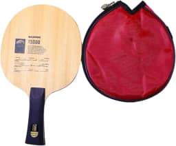 Raquete T5000, 5 Folhas de Madeira e 2 de Carbono, com Capa Protetora Vermelha Tênis de Mesa