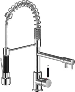 TINICO Torneira Cozinha Gourmet,Misturador Com Spray Extensor,Torneiras Misturadoras de água Quente e Fria,Giratório em 360º Dois Modos de Distribuição de água(Spray e Stream),Cromado