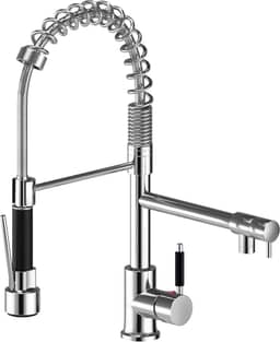 TINICO Torneira Cozinha Gourmet,Misturador Com Spray Extensor,Torneiras Misturadoras de água Quente e Fria,Giratório em 360º Dois Modos de Distribuição de água(Spray e Stream),Cromado