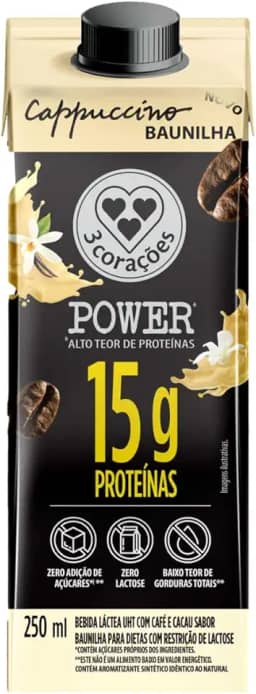 Bebida Cappuccino Power Whey Baunilha 3 Corações 250ML