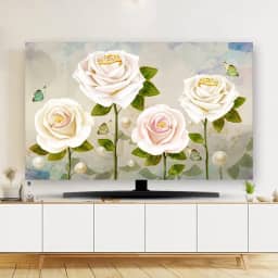 Capa de TV para ambientes internos 32-80 polegadas capa protetora contra poeira TV tela de computador pintura estilo moderno protetor de tela de TV para LCD LED quarto sala de estar decoração - rosa |