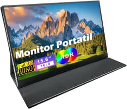 Monitor Portátil 15.6'' FHD 1080P IPS, Plug & Play via USB-C/HDMI, Antirreflexo e Proteção para Olhos, Compatível com Notebook, PC, Celular e Consoles de Jogos