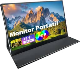 Monitor Portátil 15.6'' FHD 1080P IPS, Plug & Play via USB-C/HDMI, Antirreflexo e Proteção para Olhos, Compatível com Notebook, PC, Celular e Consoles de Jogos