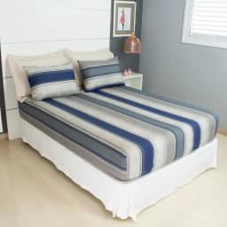 Jogo de Lençol Cama Casal 3 Peças Estampado 100% Algodão com Elástico e Toque Macio Cozzilar (Modelo 3)