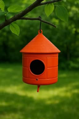 Casinha de Passarinho para Jardim, 20 cm x 15 cm, Plástico Resistente, Cores Sortidas