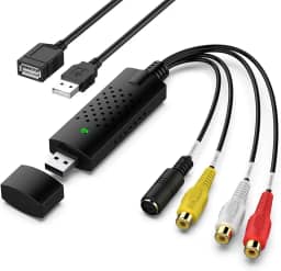 VIXLW Cartão de Captura USB - Conversor AV para USB - Placa de Captura Vídeo RCA para PC e Mac - Compatível com VHS, VCR, Hi8, DV e Filmadora