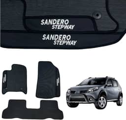 Jogo de Tapetes Automotivos Emborrachados Sandero Stepway 2008 2009 2010 2011 2012 2013 2014 2015 2016 2017 2018 2019 2020 2021 2022-03 peças