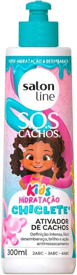 Salon Line, Shampoo, SOS Cachos Kids, Hidratação Chiclete, Vegano - Para Cabelos Ondulados, Cacheados e Crespos, 300ml