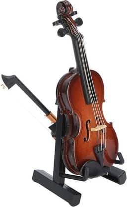 Modelo de mini violino, modelo de violino feito à mão, brinquedo de instrumento musical em miniatura com estojo de suporte para decorações artesanais ifts