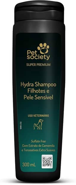 Pet Society Super Premium Shampoo Filhotes e Pele Sensível Para Cães e Gatos - 300 mL
