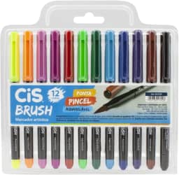 Caneta pincel Brush Aquarelável com 12 cores Cis