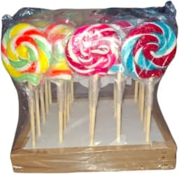 Pirulito Do Chaves e Chiquinha Psicodelico Doce Colorido Para Festas Infantil Aniversário Crianças Caixa Com 25 Unidades 14cm de Altura e 5cm de Diametro (Azul)