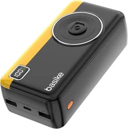 Power Bank 30000mAh, Basike Carregador Portátil 2 Saídas USB-A(até 22.5W) + Tipo-C(até 22.5W) com Cabo, Carregamento Rápido, Led Indicador de Bateria Proteção Inteligente (Preto)