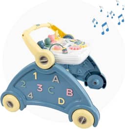 Andador de Empurrar Infantil Didático Azul para Bebê Divertido com Som Poliplac