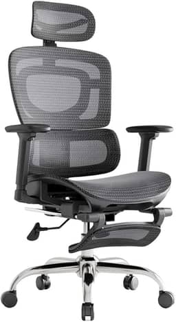 Cadeira De Escritório Ergonômica Mônaco Bt07 Luvinco Malha Respirável Com Suporte Lombar Adaptável Apoio Para Pés Retrátil Encosto Ajustável Seis Posições Suporta 200kg