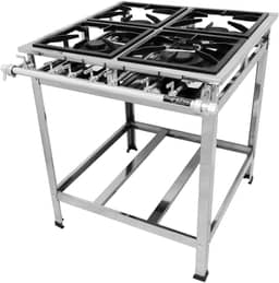 Fogão Industrial 4 Bocas, Baixa Pressão, Aço Inox 430, 70x79x37 cm, Queimadores Mistos