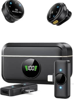 Microfone Móvel Wireless Lapela Plug Play USB C Compatível Lightning para iPhone Android Condensador Omnidirecional Alcance 4.5m Gravação de Vídeo Podcast Vlog Qualidade 48kHz Noise Cancellation