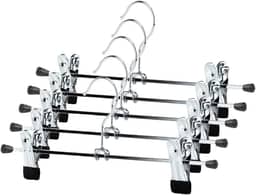 Kit 10 Cabides Presilha Metal Cromado Premium Saia Calça Bermuda Vestido Reforçado