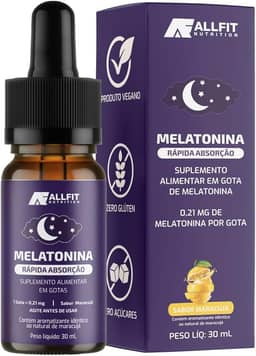 Melatonina liquida em gotas sublingual, vegano, 30ml, All Fit Nutrition (Maracujá)