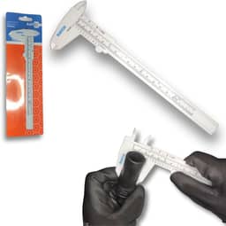 Paquímetro Analógico c/Trava Design Sobrancelhas Estética PVC Plástico Resistente para Medição 150mm Universal Medida em Centímetros e Polegadas