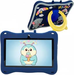 Tablet Infantil E13 Tela 7" 12GB + 2GB RAM, Wi-Fi, Bluetooth e 5G com Case Silicone, Canetinha Touch e Alça de Transporte (Azul)