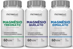 Kit Magnesio Treonato + Dimalato + Quelato Bisglicinato 500Mg 180 Cápsulas - Metabolic Farma