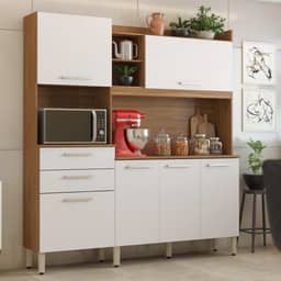 Armário de Cozinha 6 Portas 2 Gavetas Select Demobile Amêndoa/Branco