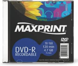 MÍDIA DVD-R Gravável MAXPRINT 4.7 GB - 120 MIN - 16X - Slim