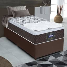 Cama Box Solteiro Colchão Molas Ensacadas com Euro IN New York Marrom,Branco 88x188x64cm