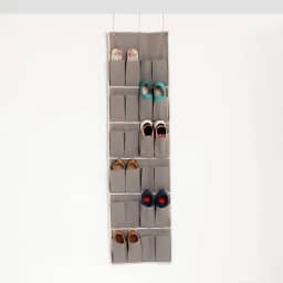 Sapateira Suspensa para Porta Organizador de Sapatos Vertical com 24 Bolsos 12 Pares Multiuso (Cinza)