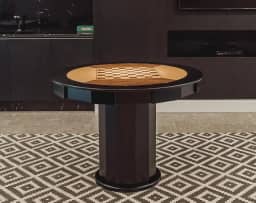 Mesa de Carteado com Gavetas e Porta copos - 1,09x0,80 - Com xadrez - Preto