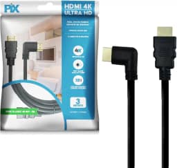PIX Cabo HDMI 2.0 4K 19 Pinos - Plug 90 Graus, 3 Metros