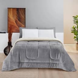Cobertor QUEEN GIGANTE Manta Coberta Sherpa Macio Frio Intenso Grosso Coberdrom Dupla Face (Cinza)
