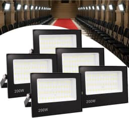 Kit 5 Refletor Led 200w Holofote Bivolt Prova Dágua Luz Frio