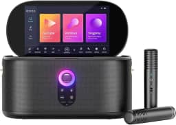 Speaker de Karaokê Profissional Ikarao Shell S1 com Tela Touch 10.1", 2 Microfones Sem Fio Recarregáveis, Som Potente 280W, KaraFun Prime e Portátil para Festas, Eventos e TV