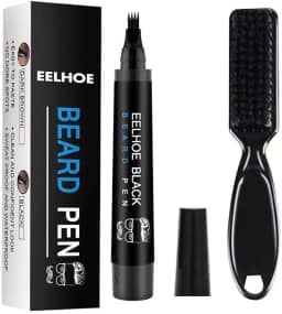 Brteyes Conjunto de canetas de barba para enchimento de barba e lápis e pincel para melhorar a barba à prova d'água para bigode, ferramentas para modelar e definir sua barba preta