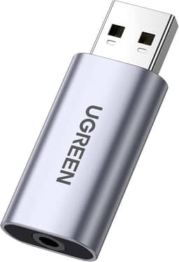 UGREEN Adaptador de Áudio USB A para Aux TRRS 2 em 1 Estéreo de Alumínio Placa de Som Externa Compatível com Dispositivos USB
