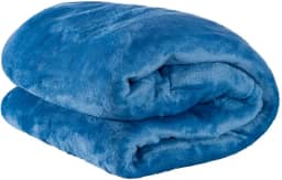 Cobertor Queen Manta Microfibra Fleece 01 Peça (Toque Aveludado) - Azul