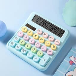 Calculadora mecânica, tela grande de 12 dígitos, calculadora de mesa com botões grandes, fofa e estética para mesa de escritório - azul