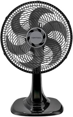 Ventisol Ventilador de Mesa Oscilante, Turbo 6 Pás Premium, Preto, 40cm, 127V