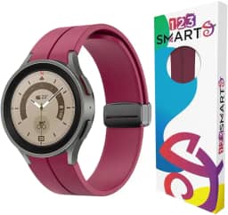 Pulseira de Silicone Magnética marca 123smart - Compatível com Galaxy Watch 4/5/6 - Active, Active2 - 40/41/42/44/45/46mm - Vinho