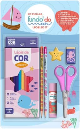 KIT LÁPIS DE COR 12 CORES FUNDO DO MAR C/ 6 KITS LEO&LEO