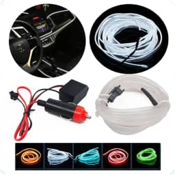 Fita Fio Luz Led Carro Interna 5m Automotiva Interior Neon Fibra Ótica Painel Tunning Decorativa (BRANCA)