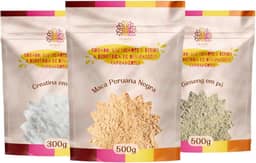 Kit Maca Peruana negra + Creatina + Ginseng| Energia e Performance Natural Ca.nuts | Força, Foco e Vitalidade Natural Ca.nuts (1 Kit (3 Pacotes))